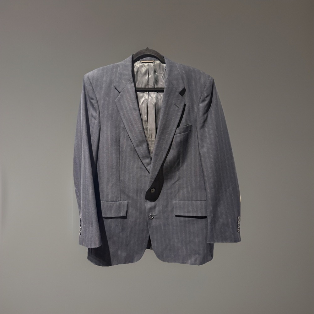 Vintage Christian Dior Monsieur Striped Suit Jacket Men's‎ 42R Blue Classic